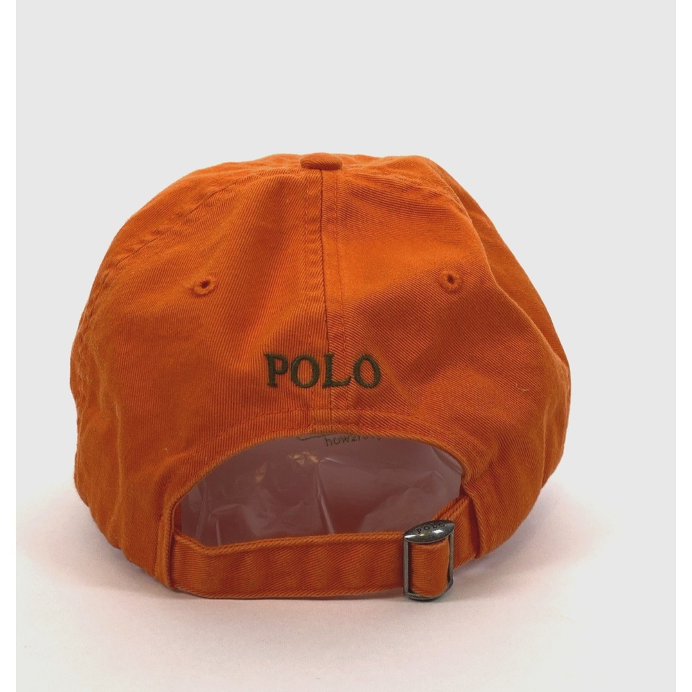 Polo Ralph Lauren Hat Cap Orange Strap Back Green Pony Embroidered One Size Dad - Picture 4 of 8